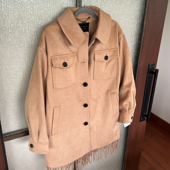 Sanctuary Camel Fringe Wool Blend Coat Size XS fits to Medium NWT - Picture 9 of 10